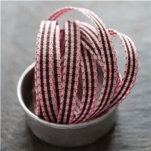 Mini Check Ribbon - Pink/Brown